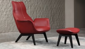 Capella Leather Lounger Chair and Footstool