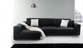 Onyx Leather Corner Sofa 