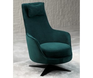 Capitano Swivel Chair in Green Velvet