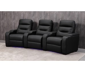 Universal 3 Cinema Chairs - Top Grain Leather - Black - Straight - New In Stock